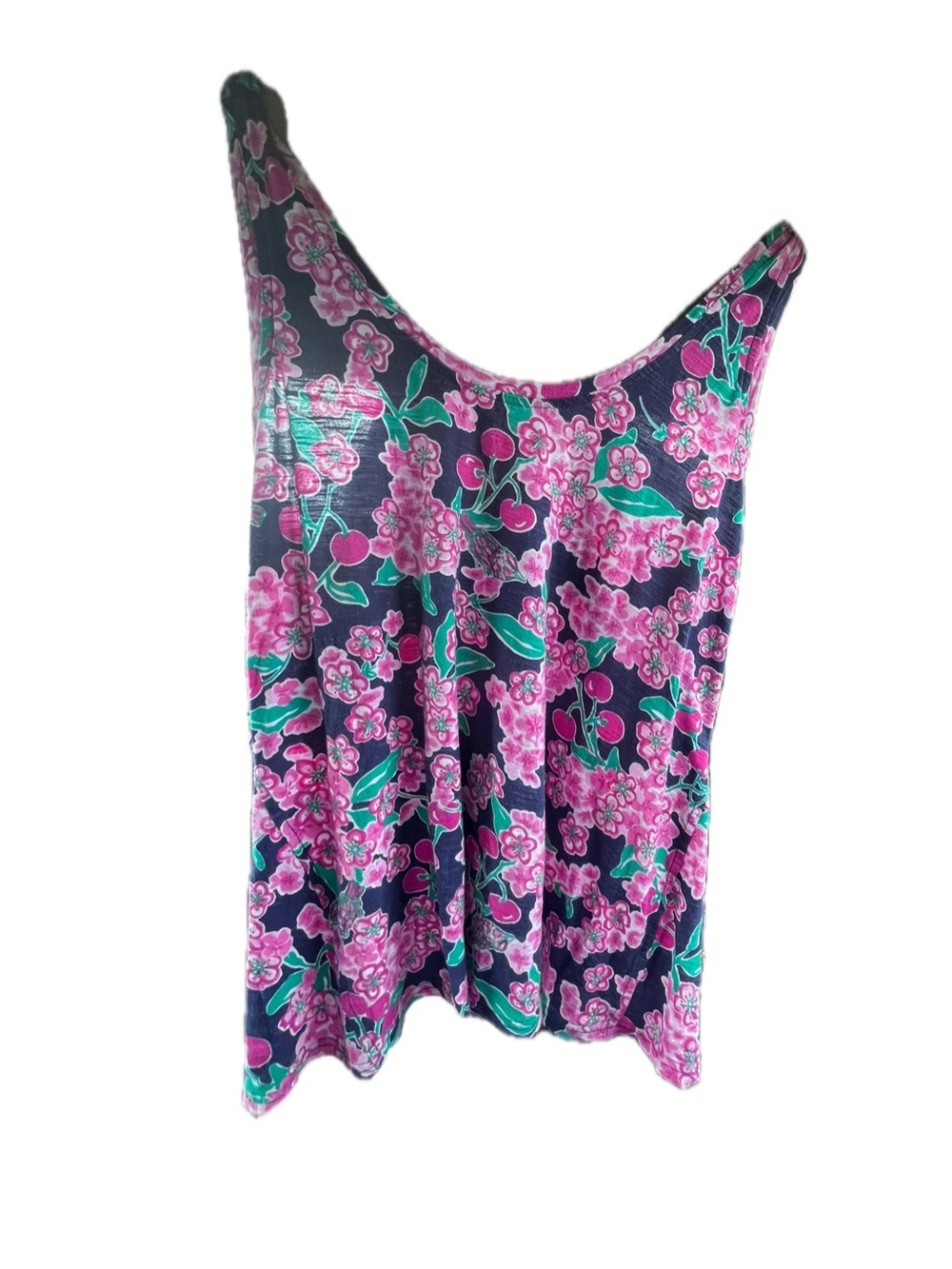 Lilly Pulitzer Navy Tank with Pink Floral Print